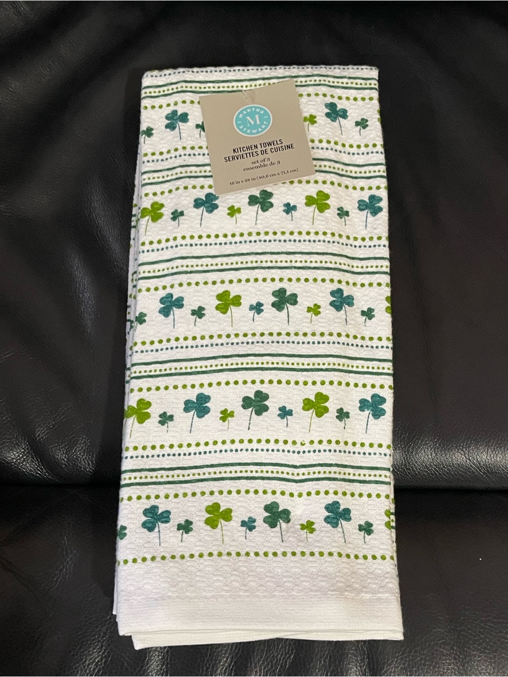 Martha Stewart St Patricks Shamrocks Kitchen Towels, Set of 3